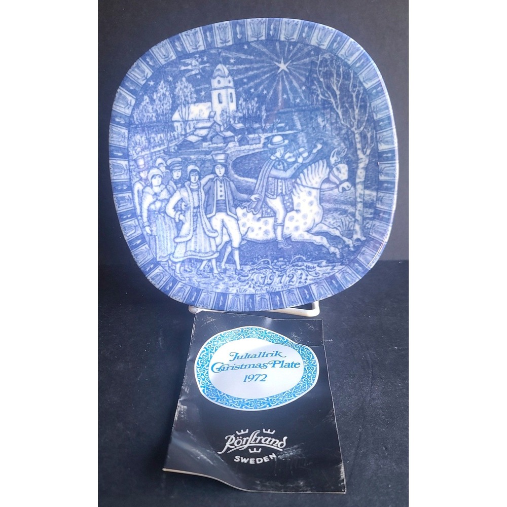 Rorstrand Sweden 1972 Christmas Plate Nils Holgersson Blue White Jultallrik